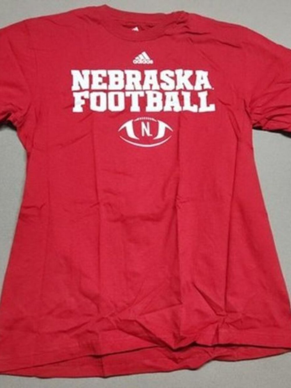 Adidas Nebraska Football T-Shirt Adult Large 100% Cotton Red Licensed Tee 134